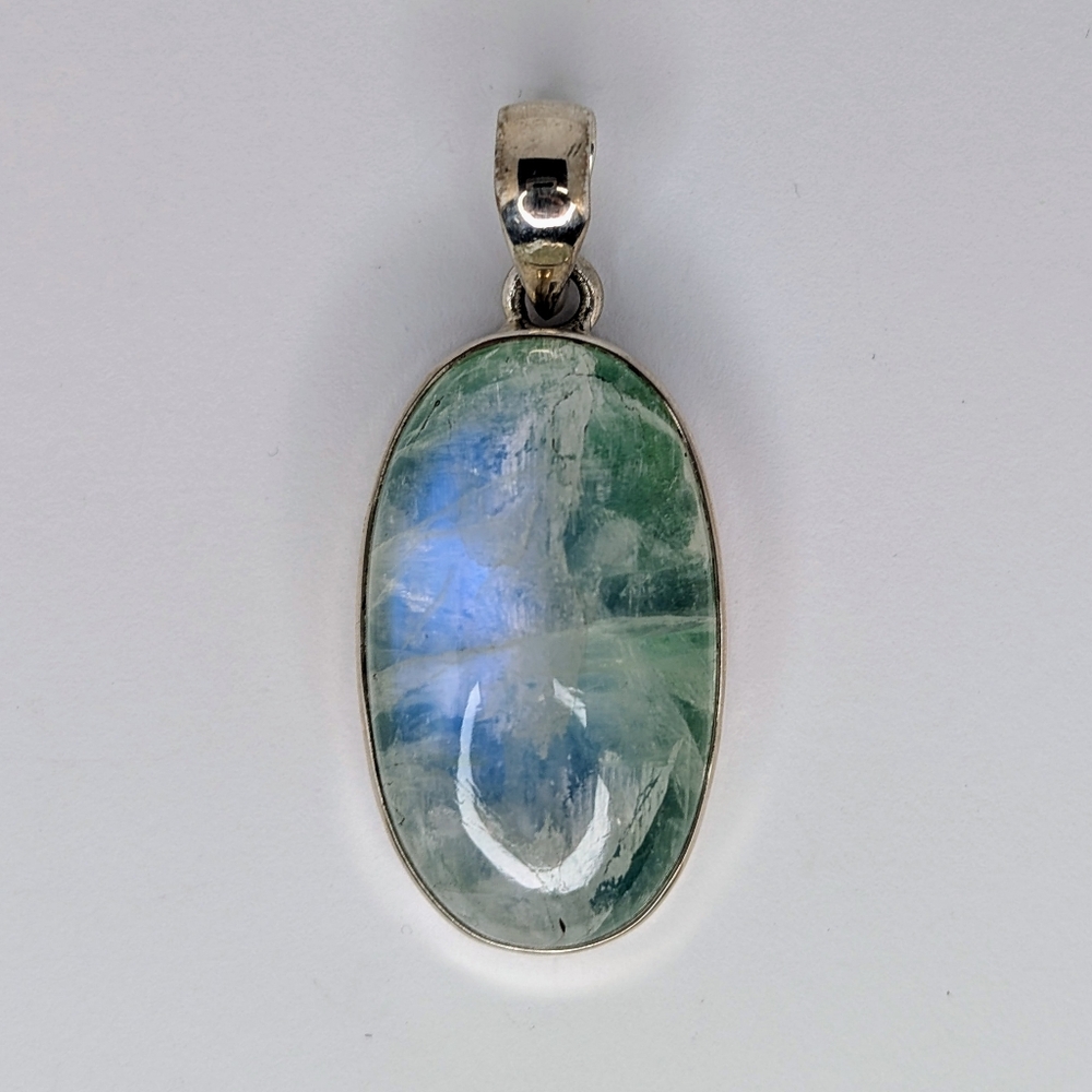 Green Moonstone Pendant S925 Sterling Silver